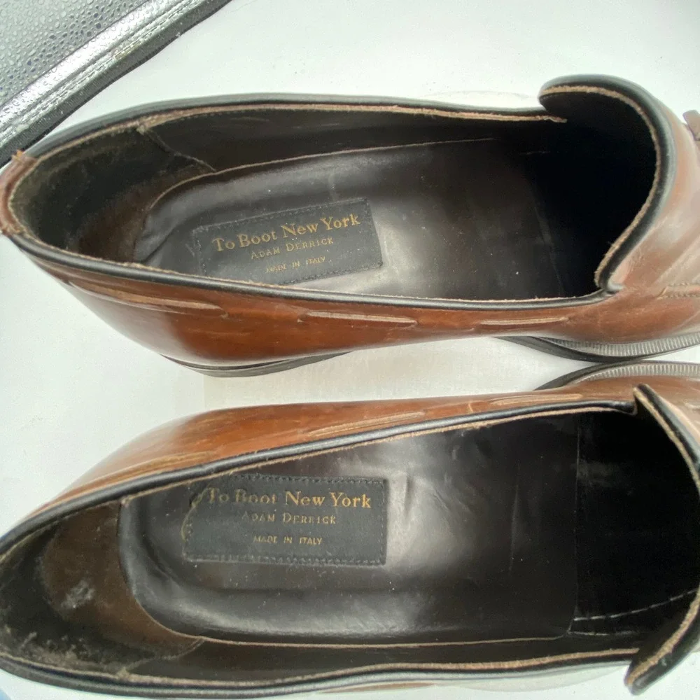 To Boot New York Mens 12 Tassel Loafers Brown Leather Adam Derrick Italy 127